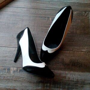 Vintage Style Two-tone Black & White Spat Oxford/Mary Jane Heels by Pleaser USA